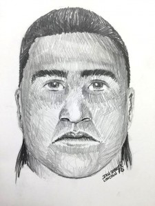 Police artist sketch of one of two suspects in an armed home invasion on Century Mill Road. Sketch courtesy of Lincoln Police Department. 