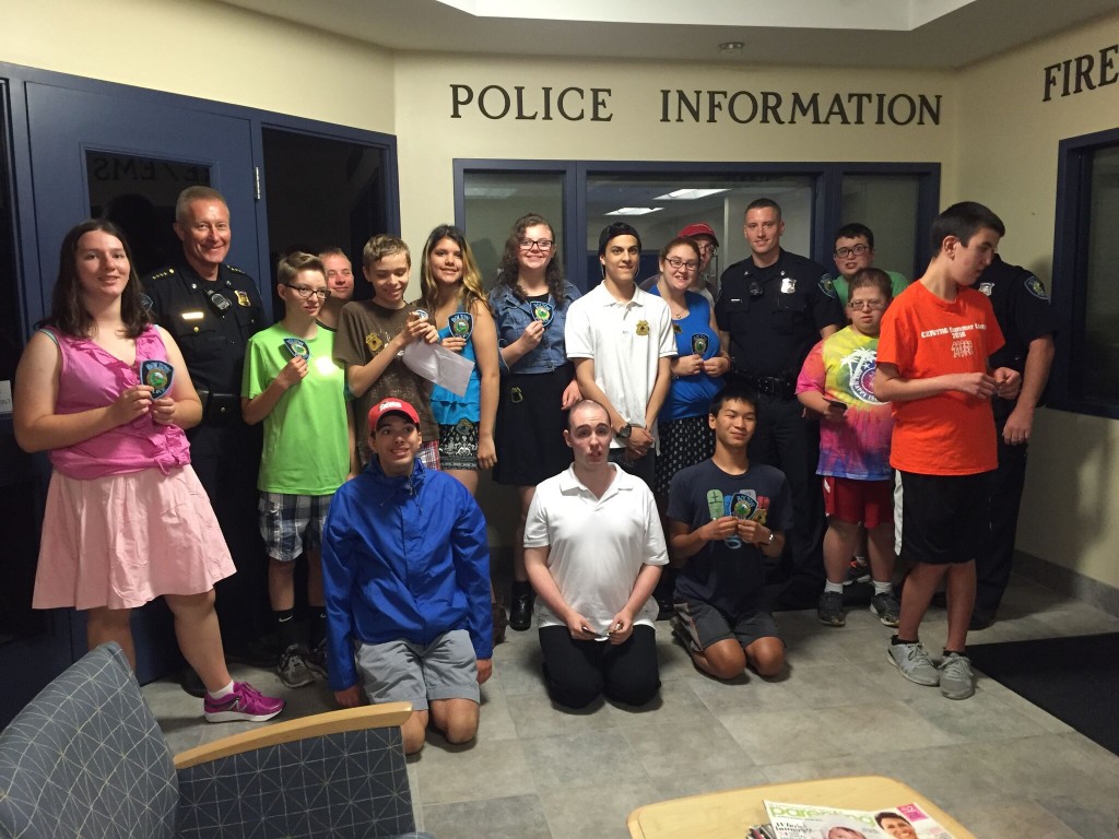 Nashoba students with officers at the Bolton Police Station.  Courtesy Photo 